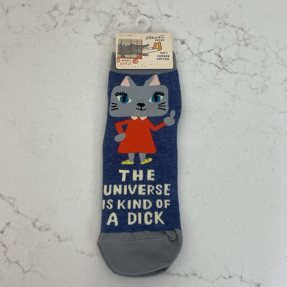 Blue Q Message Ankle Socks - "The Universe is Kind of a Dick" Women's Size 5-10